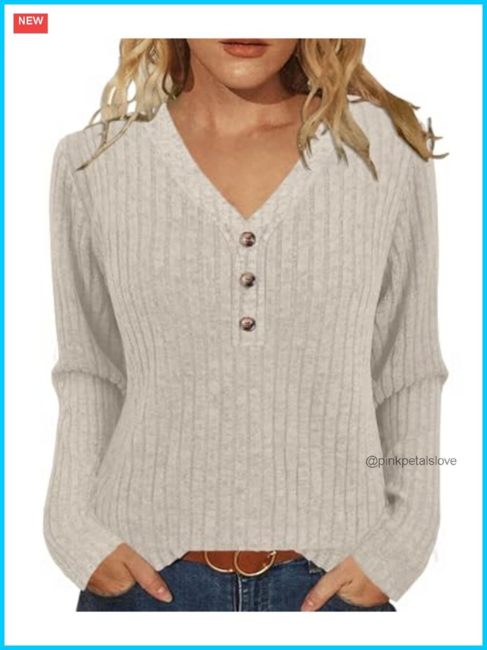 Womens V Neck Button Sweatshirt Tunic Top Long Sleeve Casual Fall Winter